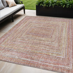 HomeRoots 5' X 8' Washable Area Rug in Rust, Mauve & Coral - Modern Geometric Design for Indoor & Outdoor Use 618968