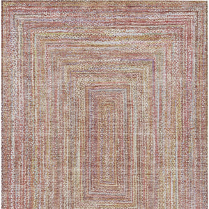 HomeRoots 5' X 8' Washable Area Rug in Rust, Mauve & Coral - Modern Geometric Design for Indoor & Outdoor Use 618968