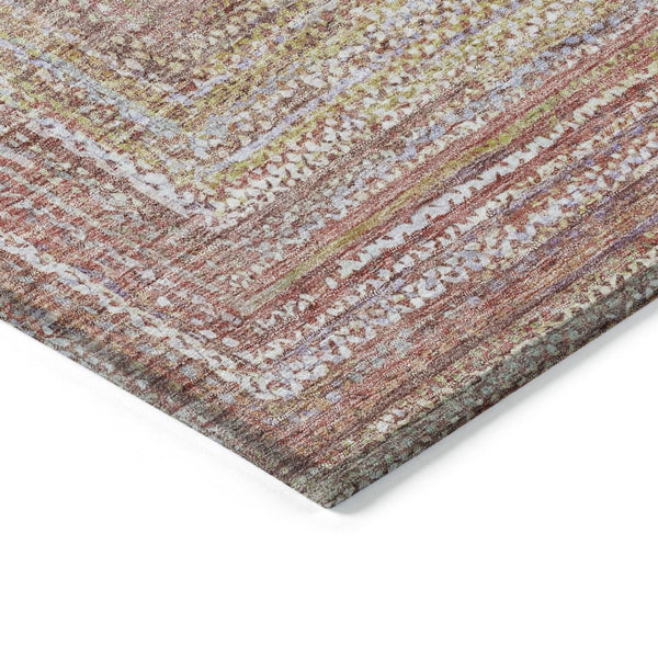 HomeRoots 8' X 10' Washable Geometric Area Rug in Rust, Mauve & Coral - Durable for Indoor/Outdoor Use! 618970