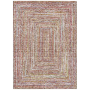HomeRoots 9' X 12' Stylish Rust Mauve Coral Geometric Washable Rug for Indoor & Outdoor Living Spaces 618971