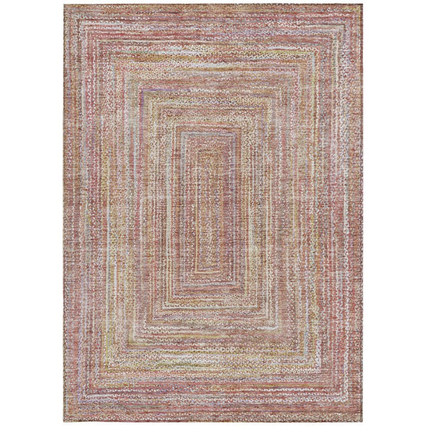 HomeRoots 10' X 14' Geometric Rust Mauve & Coral Area Rug - Durable, Washable & Perfect for Indoor/Outdoor Use! 618972