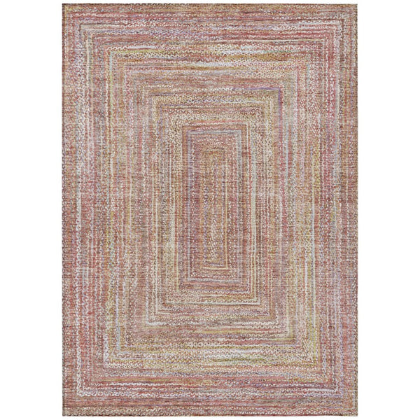 HomeRoots 10' X 14' Geometric Rust Mauve & Coral Area Rug - Durable, Washable & Perfect for Indoor/Outdoor Use! 618972