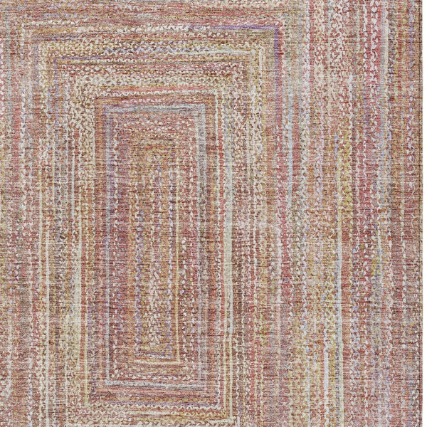 HomeRoots 10' X 14' Geometric Rust Mauve & Coral Area Rug - Durable, Washable & Perfect for Indoor/Outdoor Use! 618972