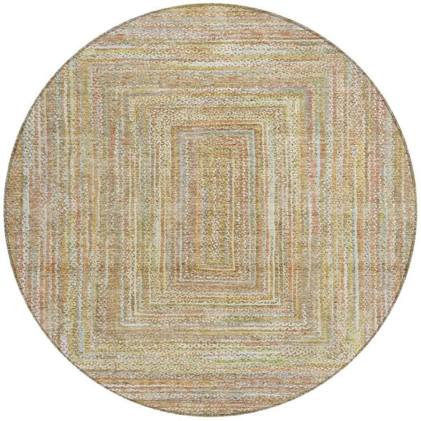 HomeRoots 8' Stylish Tan Beige and Gold Geometric Area Rug - Washable, Durable for Indoor & Outdoor Use! 618975