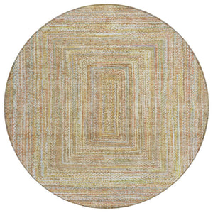 HomeRoots 8' Stylish Tan Beige and Gold Geometric Area Rug - Washable, Durable for Indoor & Outdoor Use! 618975