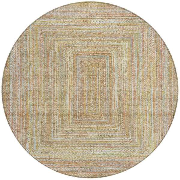 HomeRoots 8' Stylish Tan Beige and Gold Geometric Area Rug - Washable, Durable for Indoor & Outdoor Use! 618975