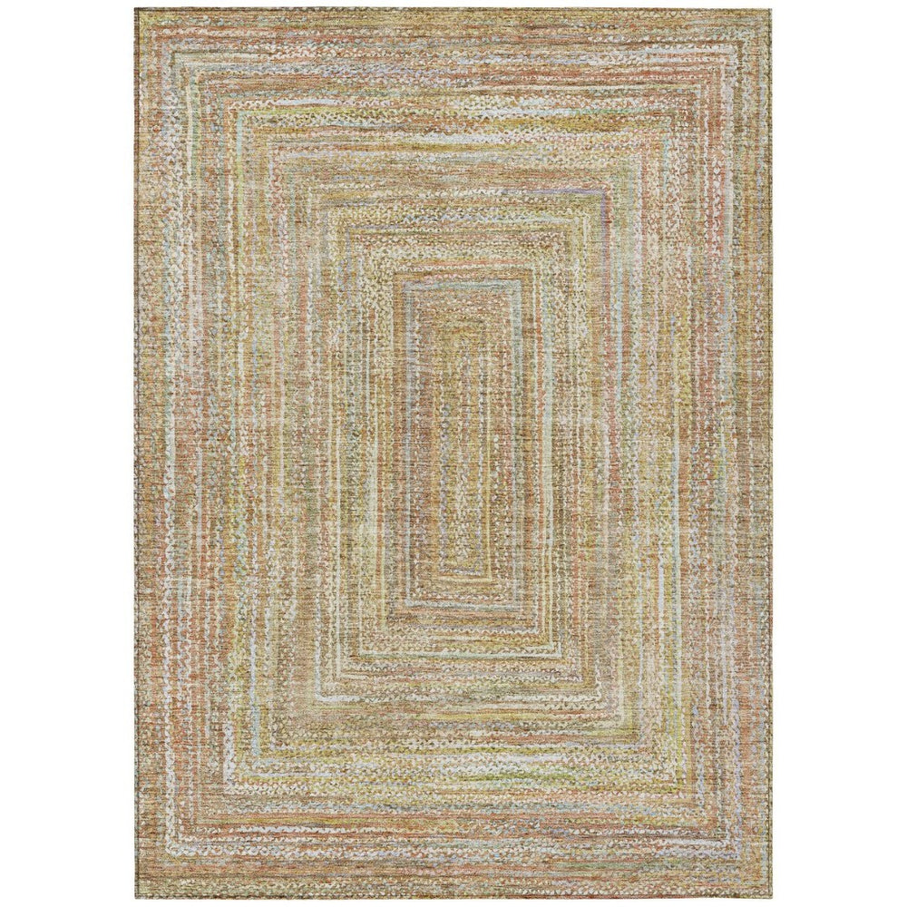 HomeRoots 8' X 10' Tan Beige and Gold Geometric Area Rug - Stylish, Washable, Durable for Indoor & Outdoor Use 618976