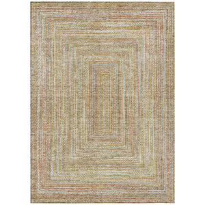 HomeRoots 9' X 12' Tan Beige Gold Geometric Washable Area Rug - Stylish, Durable, Indoor & Outdoor Versatility 618977