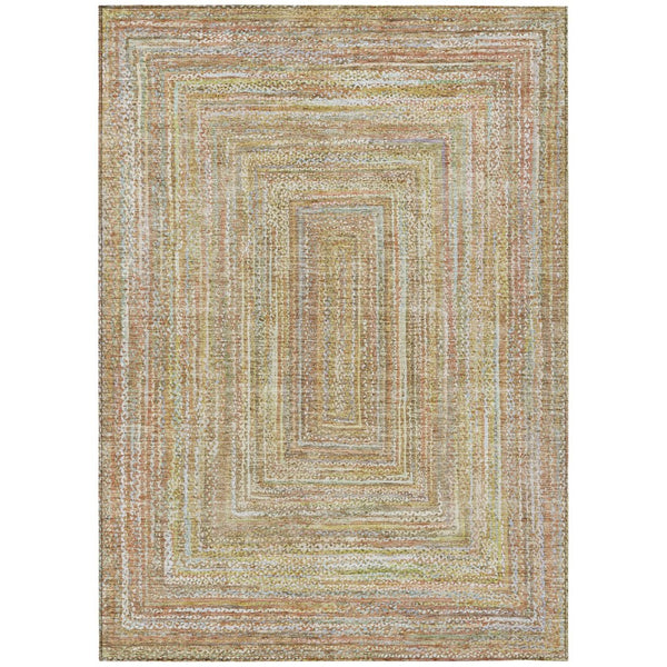 HomeRoots 9' X 12' Tan Beige Gold Geometric Washable Area Rug - Stylish, Durable, Indoor & Outdoor Versatility 618977