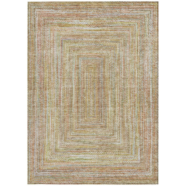 HomeRoots 10' Geometric Tan Beige & Gold Washable Area Rug - Versatile Indoor/Outdoor Decor for Any Space 618978