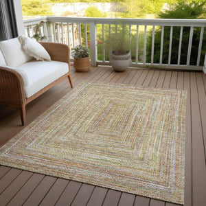 HomeRoots 10' Geometric Tan Beige & Gold Washable Area Rug - Versatile Indoor/Outdoor Decor for Any Space 618978