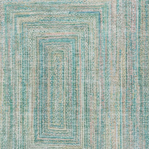 HomeRoots 10' X 14' Teal Blue Beige Ivory Geometric Rug - Washable, Durable, Stylish for Indoor & Outdoor Use 618984