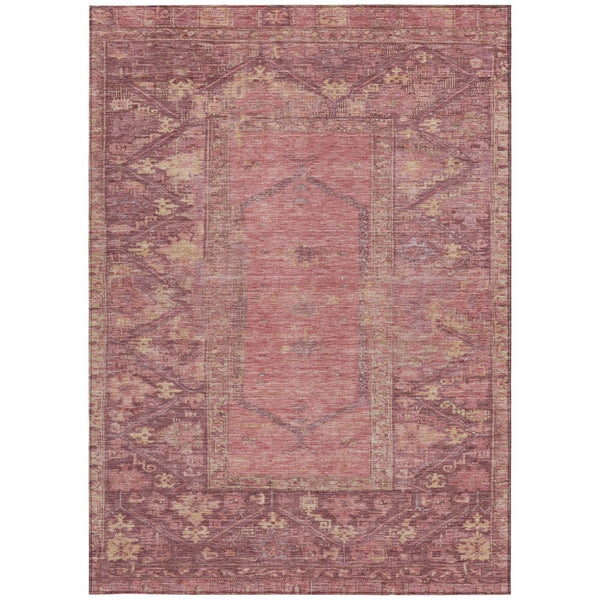 HomeRoots 8' X 10' Elegant Blush & Pink Oriental Washable Rug - Perfect for Indoor & Outdoor Living Spaces! 618988