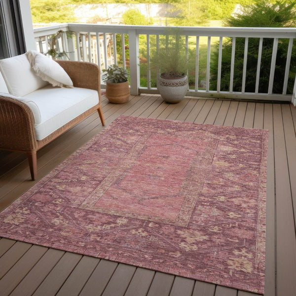 HomeRoots 8' X 10' Elegant Blush & Pink Oriental Washable Rug - Perfect for Indoor & Outdoor Living Spaces! 618988