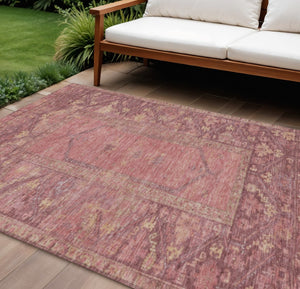 HomeRoots 10' Blush & Pink Oriental Area Rug - Washable, Durable & Stylish for Indoor/Outdoor Spaces! 618990