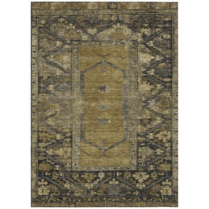HomeRoots 5' Brown & Charcoal Oriental Area Rug – Washable, Durable, Perfect for Indoor/Outdoor Spaces! 618992