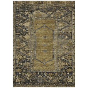 HomeRoots 5' Brown & Charcoal Oriental Area Rug – Washable, Durable, Perfect for Indoor/Outdoor Spaces! 618992