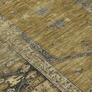 HomeRoots 8' Brown and Charcoal Round Oriental Rug - Stylish, Washable, Durable for Indoor & Outdoor Spaces 618993