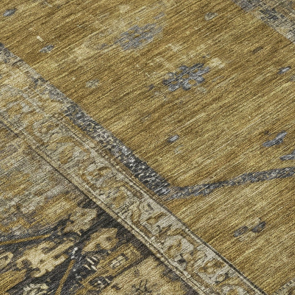 HomeRoots 8' Brown and Charcoal Round Oriental Rug - Stylish, Washable, Durable for Indoor & Outdoor Spaces 618993