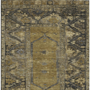 HomeRoots 8' X 10' Brown & Charcoal Oriental Area Rug – Durable, Washable, Indoor/Outdoor Elegance for Any Space 618994