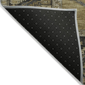 HomeRoots 8' X 10' Brown & Charcoal Oriental Area Rug – Durable, Washable, Indoor/Outdoor Elegance for Any Space 618994