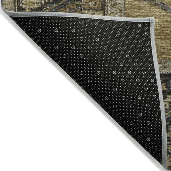 HomeRoots 8' X 10' Brown & Charcoal Oriental Area Rug – Durable, Washable, Indoor/Outdoor Elegance for Any Space 618994