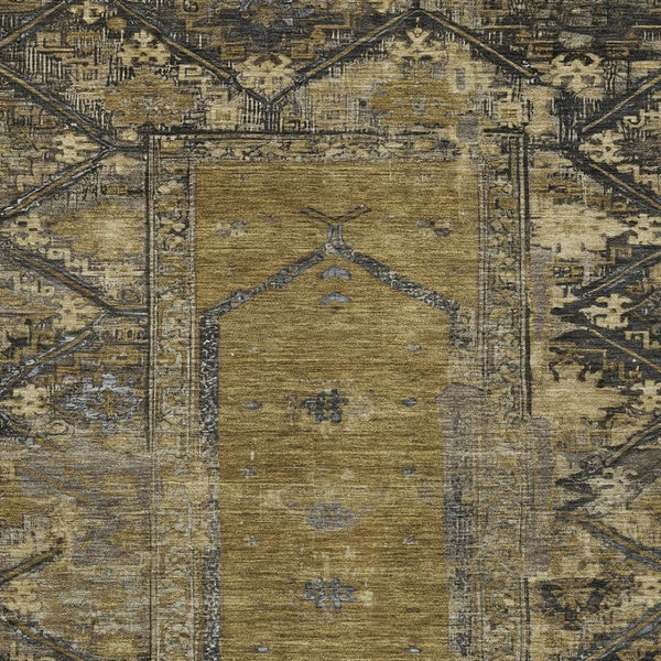 HomeRoots 8' X 10' Brown & Charcoal Oriental Area Rug – Durable, Washable, Indoor/Outdoor Elegance for Any Space 618994