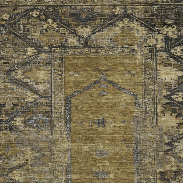 HomeRoots 9' X 12' Brown and Charcoal Oriental Area Rug - Washable, Durable, Perfect for Indoor/Outdoor Use! 618995