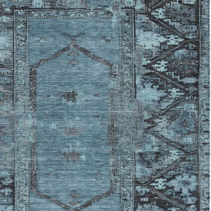 HomeRoots 5' X 8' Blue and Gray Oriental Rug – Durable, Washable Indoor/Outdoor Area Rug for Elegant Spaces 618998