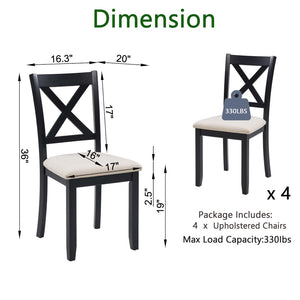 English Elm Dining Chairs Set of 4 Rubberwood Frame Linen Seat Modern Ergonomic Kitchen Side W1998P336527