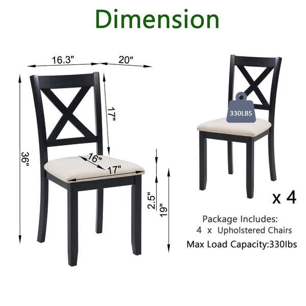 English Elm Dining Chairs Set of 4 Rubberwood Frame Linen Seat Modern Ergonomic Kitchen Side W1998P336527