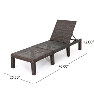 English Elm Christopher Knight Home® - JAMAICA Rattan Chaise Lounge Brown Polyethylene Wicker Iron Frame Multi-Brown Finish Durable Outdoor Patio Seat 76.6"D 62575.00WTC