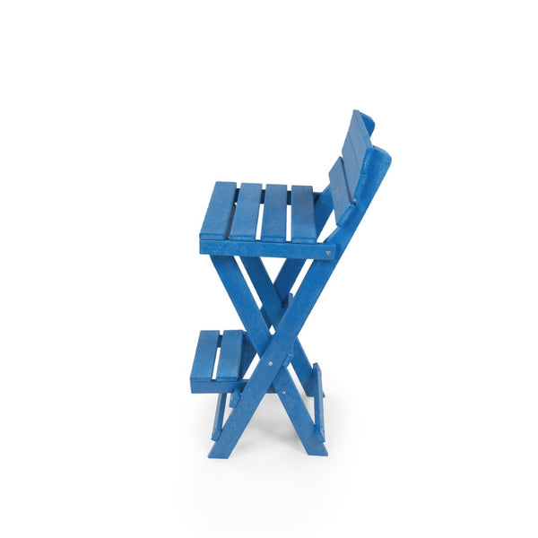 English Elm Harbor Point Recycled Hdpe Outdoor Folding Bar Stool Patio Deck All Season Seating Blue B2745P409654
