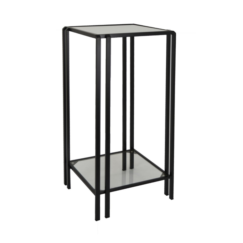 English Elm Buckley Black Metal Plant Stand with Mirrored Shelves for Glam Living Room Decor B056P416942