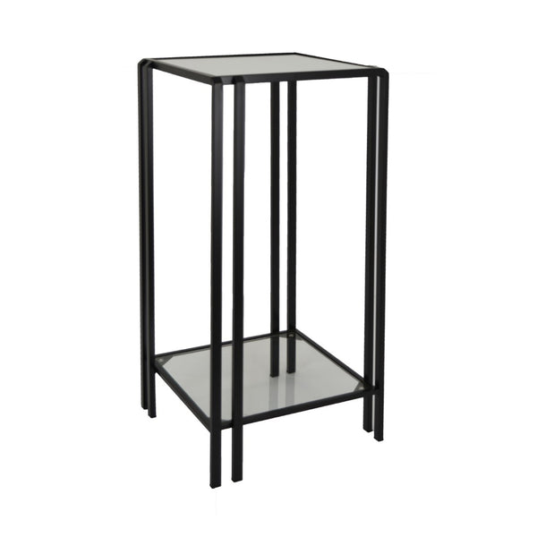 English Elm Buckley Black Metal Plant Stand with Mirrored Shelves for Glam Living Room Decor B056P416942