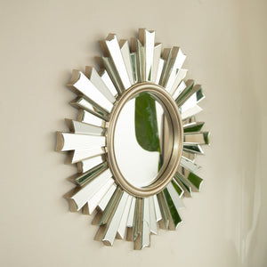 English Elm 26'' HenGis Mirror — Sunburst Silver Wall Mirror with PU Rays, Decorative Clear Center for Entryways and Living Rooms W2615P346492