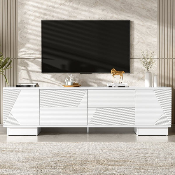 English Elm Vibe Haus Minimalist Media Console with Cabinets and Drawers for Living Room N724P360376K