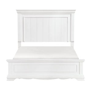 English Elm White Wood Queen Bed Frame with Tall Paneled Headboard for Traditional Bedroom B011S02480