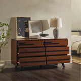 6-Drawer Solid Wood Modern Dresser Walnut BR6DREBDRBLWT-T Walker Edison