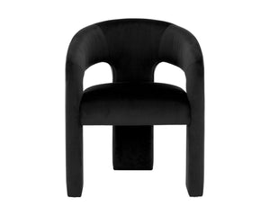 Sunpan ISIDORE Dining Armchair - Luxurious Abbington Black, Ergonomic Support & Modern Open-Back Design 112505