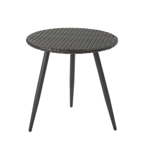 English Elm Christopher Knight Home® - KENNETH Brown Multi 3-Pc Chat Set – PE Rattan Bistro Outdoor Patio Seating with Waterproof Cushions and Iron Frame (Compact) 61209.00MBN