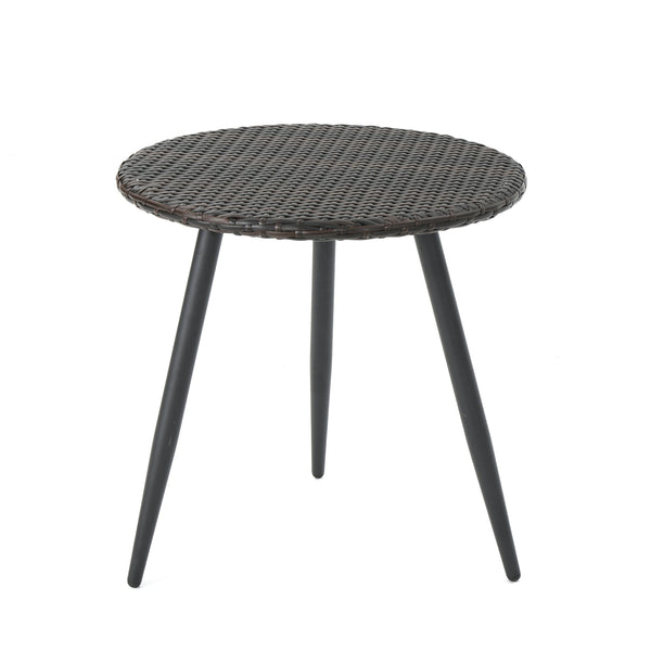 English Elm Christopher Knight Home® - KENNETH Brown Multi 3-Pc Chat Set – PE Rattan Bistro Outdoor Patio Seating with Waterproof Cushions and Iron Frame (Compact) 61209.00MBN