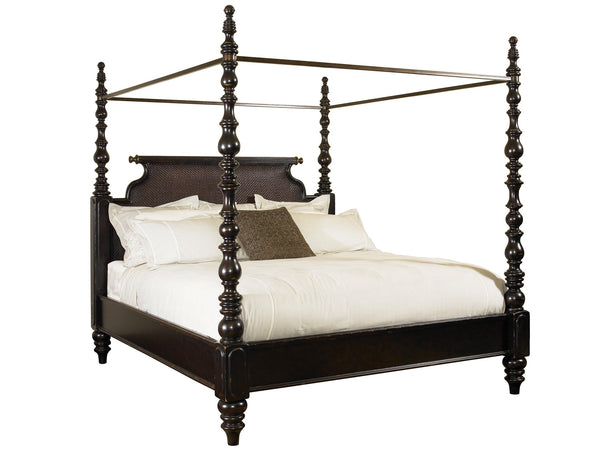 Lexington Tommy Bahama Home Sovereign Poster Bed: Timeless British Colonial Elegance With Rich Tamarind Finish & Unique Accents Tamarind  619-173c