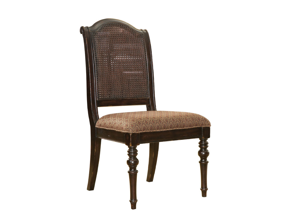 Lexington Isla Verde Colonial Side Chair Open Cane Back Tamarind Wood Tapestry Upholstered Seat 619-880-01