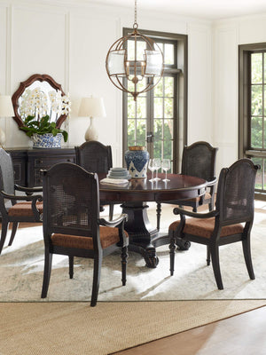 Isla Verde Dining Arm Chair British Colonial Cane Back Tapestry Seat Tamarind