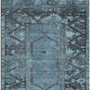 HomeRoots 8' Blue and Gray Washable Oriental Area Rug – Elegant Indoor/Outdoor Design for Modern Spaces 619000