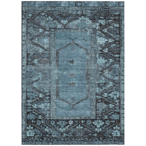 HomeRoots 8' Blue and Gray Washable Oriental Area Rug – Elegant Indoor/Outdoor Design for Modern Spaces 619000