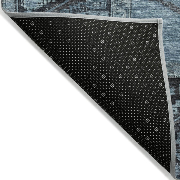 HomeRoots 8' Blue and Gray Washable Oriental Area Rug – Elegant Indoor/Outdoor Design for Modern Spaces 619000