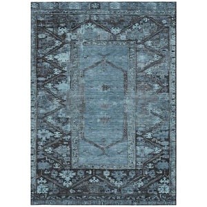 HomeRoots 9' X 12' Blue and Gray Oriental Area Rug - Durable, Washable, Stylish for Indoor & Outdoor Spaces 619001
