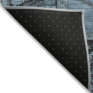 HomeRoots 10' Blue and Gray Oriental Indoor-Outdoor Area Rug - Washable, Durable, Stylish for High-Traffic Use 619002